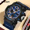 Reloj Sanda Pantalla Dual Juvenil Multifuncional Luminoso Tres Zonas Horarias Pulsera Deportiva Resistente al Agua Cronómetro Segmentado Reloj Electrónico