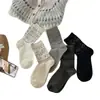 Calcetines Fair Isle Suxinaimin para Mujer, Calcetines de Media Pantorrilla con Oso Lindo Estilo Japonés para Primavera y Verano, Calcetines Largos Holgados de Moda Estilo Coreano