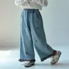Pantalones de Niña Primavera y Otoño 2026 Nueva Moda Bebé Niña Pantalones Rectos de Cuadros Atuendo de Otoño para Niños Jeans de Gato KT