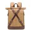 Bolsa de Lona Impermeable con Cera de Aceite Estilo Nuevo Retro Mochila de Cuero Crazy Horse para Viajes al Aire Libre Estilo Europeo y Americano Mochila para Computadora