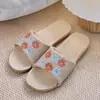 Pantuflas de Lino Bordadas a Máquina para Mujer, Nuevas, para Uso en Casa en Verano, para Parejas, de Interior, con Suela Suave, Antideslizantes, para Hombre en Verano
