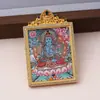 Colgante thangka tibetano Samantabhadra Dios Amarillo de la Riqueza Collar de Buda Tara Verde Dios Negro de la Riqueza Ocho Dioses Guardianes