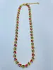 Moda Transfronteriza Europea y Americana Personalidad Forma de Hoja Fresca Diamante Marquise Collar Clavícula Diseño de Nicho Colgante de Diamante Colorido para Mujeres Exquisito