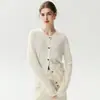 Cárdigan de punto Bai Cai Rong 100% cachemira otoño e invierno, cuello redondo, suéter de botones, top de manga larga, cuello redondo, moderno, estilo nuevo 26