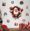 Adesivos de Parede de Papai Noel Quebrando a Parede 3D Removíveis Autoadesivos Impermeáveis Desenho Animado de Natal Adesivos de Decoração de Parede Atacado