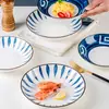 Platos de Cerámica para Uso Doméstico, Vajilla Estilo Japonés, Juegos de Platos y Tazones Creativos y Únicos, Color Bajo Esmalte, Vajilla Jingdezhen al por Mayor