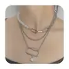 Collar de Cadena Cubana en Capas Transfronterizo Cadena Gruesa Cierre OT Personalizado Estilo Hip-Hop Punk Joyería para Mujer