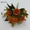 Ramo de Rosas Artificiales con 6 Cabezas para Decoración de Boda, Arreglo de Pared de Flores, Cabezas de Flores de Rosa de Otoño Vintage, Materiales para Arreglos Florales