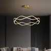 Lámpara de araña minimalista italiana para sala de estar, lujo ligero, diseñador creativo, de alta gama, atmosférica, anillo protector para los ojos, lámpara de araña para comedor, aluminio, otro