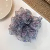 Scrunchie Floral Retro Estilo Coreano com Toque de Luxo, Acessório de Cabelo Doce e Versátil, Elástico de Cabelo Fofo Elegante, Adorno de Cabeça de Organza