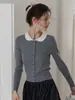 Suéter Corto de Punto Trenzado con Cuello de Muñeca Ajustado EGKA para Mujer, Cárdigan de Otoño, Top Elegante y Adelgazante de Manga Larga
