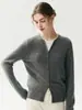 Cardigã de tricô minimalista e versátil estilo Moco, 100% caxemira, para mulheres, suéter de outer wear casual e que valoriza a silhueta