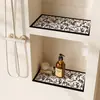 Tapete Drenante Pequeno Floral Simples para Nicho de Banheiro, Tapete Absorvente de Água Secagem Rápida para Prateleira de Banheiro à Prova de Umidade, Tapete Absorvente de Água para Bancada de Banheiro