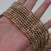 Collar de perlas de agua dulce naturales casi redondas, color oro aguacate de 3-4 mm, cadena semiacabada para DIY, aproximadamente 38 cm de largo