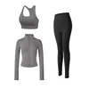 Conjunto de Ropa de Yoga para Mujer con Cuello Alto, Cremallera, Chaqueta de Secado Rápido, Pantalones de Dos Piezas Falsos, Conjunto de Ropa Deportiva para Fitness, Running, Pilates, Entrenamiento