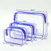 Bolsa Cosmética Transparente de PVC Conjunto de Três Peças Grande Capacidade Impermeável Bolsa de Armazenamento para Artigos de Higiene Pessoal Bolsa de Armazenamento Transparente Portátil para Pessoas Preguiçosas