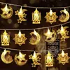 Luces de Cadena LED de Estrella y Luna de Oriente Medio para Eid Al-Adha Luces de Cadena de Lámpara de Queroseno Castillo de Luna Luces Decorativas de Eid
