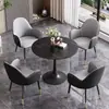 Conjunto de mesa e cadeiras de negociação em ardósia, cadeira de couro com estampa de pata de gato, mesa de recepção comercial, mesa redonda pequena, mesa de centro para lazer na varanda, mesa de jantar de luxo leve