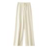 Pantalones de pierna ancha rojos gruesos 100% lana para Otoño e Invierno de Año Nuevo para Mujer de Cintura Alta Rectos Ropa Exterior Pantalones que Arrastran el Suelo Pantalones Colgantes
