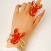Estilo Europeo y Americano Transfronterizo Estilo Vacaciones en la Playa y el Océano Pendientes Colgantes Exagerados de Aleación de Langosta y Cangrejo Pendientes Personalizados para Mujer