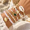 Set de Pulseras Bohemias Multicapa Transfronterizas con Estrella de Mar, Concha, Perla, Ojo Maligno, Pulsera Tejida, Pulsera Festiva