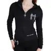 Moda Femenina Europea y Americana Nuevo Conjunto de Dos Piezas de Moda Harajuku Ajustado con Sudadera con Capucha y Cremallera y Pantalones Largos Casuales Acampanados