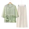 Camisa de Verano para Abuela, Ropa Estilo Chino, Traje de Verano para Madres de Mediana Edad y Mayores, Nuevo Estilo Blusa Holgada para Personas Mayores y Señoras