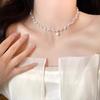 Collar con Borlas de Perlas y Lazo para Mujer, Nuevo Estilo Veraniego, Lujo Ligero, Sensación de Alta Gama, Artículo Popular de Celebridad de Internet de Nicho, Cadena para el Cuello, Cadena para la Clavícula