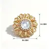 Broche con Patrón de Hoja y Flor Estilo Palacio Dorado Piedra Principal Iridiscente Grande Pin de Pedrería Broche de Decoración de Abrigo de Gama Alta