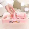Caja de Jabón Grande de Doble Capa con Drenaje y Dos Dispensadores de Jabón Integrados con Tapa abatible, Caja de Jabón de Doble Compartimento para Uso Doméstico con Tapa