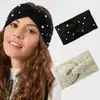 Diadema de Punto con Perlas Cruzadas Estilo Europeo y Americano Protección para los Oídos Cinta para la Cabeza Elástica Accesorio para el Cabello Hecho a Mano Caliente para Otoño e Invierno Diadema Ropa para la Cabeza