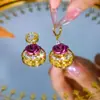 2025 Novos Brincos Roxos Nobres e Elegantes com Strass Estilo Palácio de Luxo Acessível Retrô Estilo Deusa Exquisito Elegante