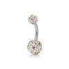 Nuevo anillo para ombligo de doble cabeza 8mm 8mm arcilla full diamante bola moda europeo y americano perforado venta al por mayor directa de comercio exterior