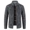 Suéter cárdigan a rayas con cuello alto de comercio exterior para jóvenes, moderno, con cremallera, chaqueta para hombre, punto casual para otoño e invierno