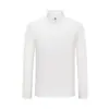 Camisa polo de manga larga para primavera y otoño con cuello alto y media cremallera, impresión de logo personalizado, camisa básica de manga larga ligera para negocios, bordado y letras