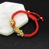Pulsera de Cuerda Roja Yuanbao Pixiu Cuentas de Dinero Pulsera Pixiu Pulsera Tejida a Mano para Hombre y Mujer Bendición Nudo Diamante Festival del Bote del Dragón