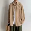 Comercio electrónico transfronterizo, nueva colección de otoño 2006, camisa de manga larga para hombre de color liso, camisa holgada estilo japonés, prenda de abrigo de moda
