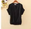 2025 Verano Estilo Coreano Talla Grande Holgada Elegante Camiseta con Cuello en V Camisa de Manga Corta para Mujer Camisa Murciélago Algodón y Lino Oculta Carne