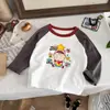 Camiseta Raglán de Algodón Puro para Niños Estilo Primavera/Otoño 2026 Unisex Estilo Coreano Camiseta Pulóver de Capa Base para Niños Pequeños y Niños Pequeños Cuello Redondo Ropa Interior t