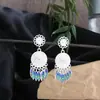Pendientes Miao Étnicos de Borla Larga Estilo Nuevo, Pendientes Exagerados de Declaración de Moda Estilo Étnico de Plata Miao de Lujo Ligero