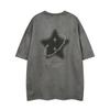 Ropa de hombre Jiayiku estilo americano vintage terciopelo piel de venado estampado estrella de cinco puntas bordado de espinas camiseta de manga corta primavera y verano Nuevo