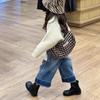 Jeans de Niña para Primavera y Otoño, Estilo Coreano de Moda, Pantalones de Pierna Ancha con Dobladillo, Parches y Bordes Deshilachados a la Moda para Niños
