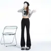 Pantalones de Pana Negra Micro La Jeans para Mujer Primavera y Otoño 2024 Nuevos de Cintura Alta Adelgazantes de Campana de Herradura Otoño e Invierno con Forro Polar