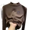 Blusa Básica Casual Manga Longa de Veludo Zhongda Tongde 2026 Novo Estilo Outono/Inverno Blusa de Outono para Meninas com Gola Meia-Alta