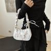 Bolsa Feminina Bolsa de Axila 2024 Nova Bolsa de Ombro Estilo Floresta Doce Pequena Fresca Estilo Pastoral Bolsa de Mão Flor Bolsa de Nylon