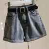 Shorts de Mezclilla para Mujer Delgados de Cintura Alta Verano 2022 Nuevos Estudiantes Holgados Adelgazantes Casuales Dobladillos Pierna Ancha Pantalones Cortos