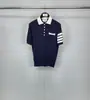 Camisa Polo de Punto con Cuello Lapel de Cuatro Rayas para Mujer Tb Directo de Fábrica, Casual, Cómoda y Versátil Camisa de Punto de Manga Corta
