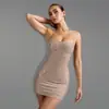 C7481 Transfronterizo Aliexpress Amazon Moda Europea y Americana para Mujer Vestido Bodycon Sexy con Cuello Halter y Pedrería Vestido Corto