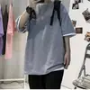 Camiseta americana de moda nacional para hombre, ins, moderna, de manga corta, diseño estampado, sentido del diseño, nicho, oversize, manga media, top de verano, ropa