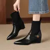 Botas de invierno de cuña de 5 cm estilo coreano de moda, botas calcetín elásticas de otoño 2026, botas altas de punto elástico de punta fina